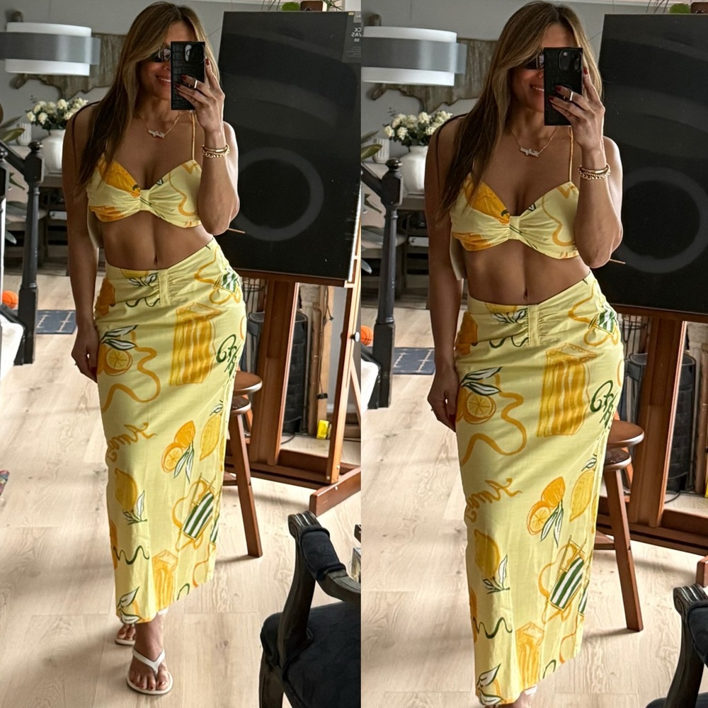 SABO MAXI SKIRT AND MATCHING TOP AMALFI COAST CITRUS LIME PRINT SMALL - Picture 4 of 9